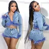 Women's Tracksuits Casaul Women Biker Two Piece Set Shirt Short Pants Tracksuit Matching Streetwear Clothes For Outfit