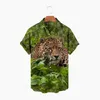 Herrens avslappnade skjortor herrskjorta Hawaii Camicias katt enkelknapp All-Match utskrift kort￤rmad