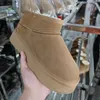 Ultra Mini Boot Designerin Frau Knöchel Schneestiefel warme Fell Australien Stiefel Plattform Real Leder Brown Botas