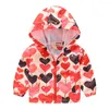 Jackor Kids Autumn Clothing Fashion Print Hooded Jacket Småbarn Baby Grils pojkar blixtlås Vindtät klädrock