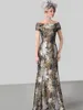 신부 드레스의 어머니 맞춤형 정식 착용 커스텀 가게 Jacquard Damask Evening Dress 대형 크기