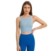 L169 Débardeur d'entraînement Racerback Yoga Tops Coupes amovibles intégrées Soutien-gorge à col haut Doux contre la peau Gilet de sport Séchage le plus rapide Chemise pour femme