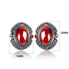 Backs oorbellen ZhjiAshun Vintage Natural Garnet 925 Sterling Silver Clip voor vrouwen retro edelsteen ruby ​​stud sieraden