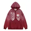 Felpe con zip Felpe tie-dye Felpa oversize con stampa teschio 3D Felpa con cappuccio Girocollo hip-hop solido taglie forti