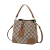 Light Luxury Bucket Bag Advanced Sense Checkerboard Mönster Tryckt Sling One Shoulder Live Oblique Cross Purses