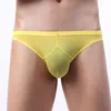 속옷 섹시한 남성 속옷 브리프 반바지 반투명 얼음 실크 팬티 솔리드 U 볼록한 주머니 Cueca Calzoncillo M-XXL