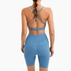 Women's Tracksuits Women Patchwork 2 Piece Sport Sets Side Hollow Out Bras Skinny Shorts High Waist Push Up Fitness Tracksuit Sportwear