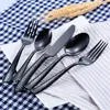 Dinnerware Sets Luxury Tableware Set 304 Stainless Steel Plating Gold Cutlery Knife Fork Black Cutleries Western 5pcs