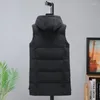 Gilets pour hommes Nice Automne Hommes À Capuchon Long Gilet Noir Marque Épaisse Veste D'hiver Sans Manches Gilet Plus Taille