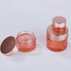 Pink Glass Cream Bottle 5G 10G 15G 20G 30G 50G 60G 100G Cosmetic Jar Packing -flaskor