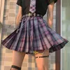 Women's Skirt Gothic Harajuku Pleated Plaid Summer High Waist Harajuku Cute Sexy Mini A-line Kawaii S-7XL