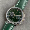 GF V2 Premier B01 Mens Watch A7750 Cronografo automatico gffAB0118221L1P1 Quadrante verde Cassa in acciaio inossidabile Cinturino in pelle Super Edition eternity Cronometro Orologi