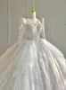 Vestidos de noiva de bordados com contas de luxo Princesa vestidos de princesa espartilho, vestido de bola da igreja da Catedral da Catedral, vestido de noiva 2023