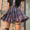 Women's Skirt Gothic Harajuku Pleated Plaid Summer High Waist Harajuku Cute Sexy Mini A-line Kawaii S-7XL