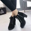 Женские ботинки толстый каблук короткий шнурок Martin Boot