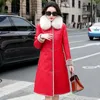 Women's Leather Women Coat Autumn Winter 2022 Real Fur Collar Double-faced Down Liner Sheepskin Thick Jacket