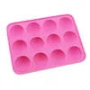 12-Cavity Lollipop Mold Silicone Mold for Handmade Hard Candy Chocolate Mousse Cake Jelly Non-Stick Mould Baking Tools MJ0994