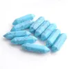 Wholesale Loose Gemstones Hexagonal Healing Pointed Reiki Chakra Natural Blue Turquoise stone 30x8mm No Drilling Hole Pendant Beads U3318