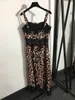 Designer de luxe Womens Dress Sexy Leopard Lace Robes Vintage Street Style Sling Dress