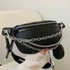 Evening bag New Necklace Fanny Pack Women Black Leather Hip Bag Chest Suits Fas