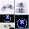 Decorative Lights 2Pcs/Set For Peugeot Door Logo Light Projector Wireless Ghost Shadow Welcome Laser Lamp 508 408 308 3008 4008 5008 Dh9Ms