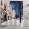 Toilet Seat Covers Winter City Street Print Home Decor Bathroom Cover Sets Waterproof Shower Curtain Mats Carpet Rugs Suits