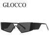 Sunglasses Military Green Geometric Cat Eye Women 2022 Fashion Brand Wide Temples Punk Sun Glasses Men Glamorous Y2K Shades