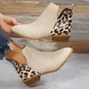 Women shoes suede ankle boots with chunky heels and side zipper
