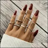 Anelli a grappolo Anelli a grappolo Ifkm 8 Stili Trendy Boho Midi Knuckle Ring Set per le donne Semplice raffinato dito geometrico Fashion Bohemi Dhl9I