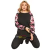 Mujeres tallas grandes Sudaderas con capucha Sudaderas otoño ropa de invierno ciclismo con paneles lisos S-5XL estampado de jersey Prendas de abrigo florales cuello redondo manga larga