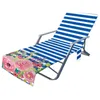Housses de chaise Stripe Flower Print Summer Beach Recliner Cover Paresseux Deck Avec Pocket Bain de Soleil Transat Sling Serviette