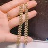 Brincos Dangle 95mm Super Long Wheat Olive Branch Folha de Zircônia Cúbica Mulheres Taquel Brincho Brasil Estilo BRINCOS BIJOUX GUESS E9540