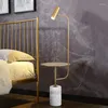 Lampy podłogowe Proste nowoczesne kreatywne lampa sypialni salon Żelazny wspornik jasnobrązowy czarny metalowy korpus marmurowy LED