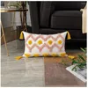 枕ピンク黄色の黄色の幾何学的カバータッセル刺繍家の装飾ソファ枕カバーシャム30x50cm