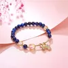 L￤nk armband bl￥ tiger ￶gon buddha natursten runda p￤rlor elasticitet rep kvinnor armband yoga smycken pendel kedja 7.5 tum y993