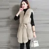 Женский мех мех Zadorin Korean Fashion Winter Fluffy Faux Vest Женщины элегантные пушистые теплые длинные осенние куртки куртки