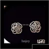 Super Super Glittering INS Fashion Luxury Designer Diamonds Elegant Camellia Rose Flower Serrings для женщины Girls Gold Sqgov v Ot0xs