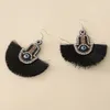 S3289 Fashion Jewelry Blue Eyes Dangle Earrings For Women Handmade Tassels Rhinestone Fatima Palm Evil Eye Earrings