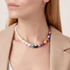 Girocollo DM Porcellana Collana sfalsata di perle grandi e piccole Delicato Collier Femme Sieraden Elegante Donna Accessori alla moda