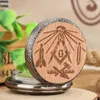 Pocket Watches Quartz Watch Necklace Wood Cover Carving Freemasonry Retro Pendant Clock Gifts For Men Reloj de Bolsillo