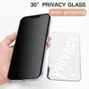 Edge Privacy Protecteur d'écran en verre trempé à couverture complète pour iPhone 14 Pro Max 11 12 13 Mini Film anti-espion XR XS Dureté 9H avec boîte de vente au détail