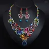 Ketting oorbellen set xl125 mode bloem kristal vrouwen luxe bruiloft sieraden feest cadeau