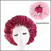 Аксессуары для волос Сплошные женщины Satin Big Bonnet for Lady Sleep Cap Headwrap Hat Accessories с регулируемой кнопкой 10 шт. Dro dhyg0