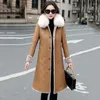 Women's Leather Women Coat Autumn Winter 2022 Real Fur Collar Double-faced Down Liner Sheepskin Thick Jacket