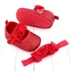 First Walkers 2022 Bowknot Pailletten babymeisjes schoenen baby geboren prinses haarband meisje verjaardagsfeestje