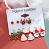 Christmas Series Snowflake Bell Ear Stud Combination Set Hot for Foreign Trade Cartoon Oil dripping Crutches Elderly Earrings Female