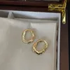 With BOX Gold Stud Designer Earrings For Women Luxurys 18K Gold Earring L Studs Hoops Flower Stamp Jewelry