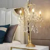 Table Lamps Vintage Metal Crystal For Bedroom White Gold Lights Candle Candelabra Lamp Designs Lighting