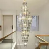 Hanglampen duplex gebouw kroonluchter villa woonkamer kristallen lamp el luxe high-end wenteltrap lang