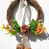 Decoratieve bloemen Simulatie slingerd krans kunstmatige bloemdeur muur hangende hanger kerstdecoratie 2022 rattan ring